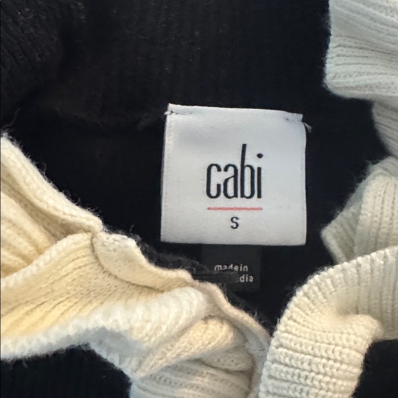 CAbi Adorn Black and Cream Ruffle  Sweater US small - Picture 6 of 7